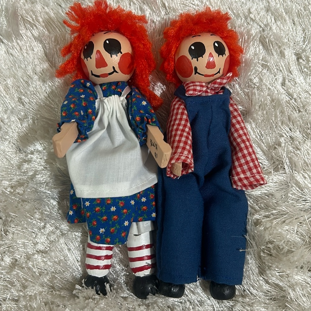 Vintage 1991 Raggedy Ann & Andy Miniature Dolls